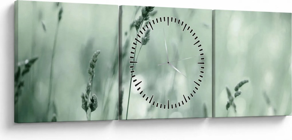 Obraz - Zelená lúka (s hodinami) (90x30 cm)