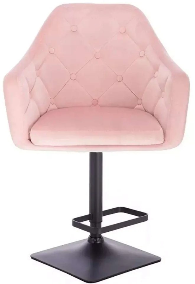 LuxuryForm DESIGN Barová stolička ANDORA VELUR na čierne podstave - svetlo ružová