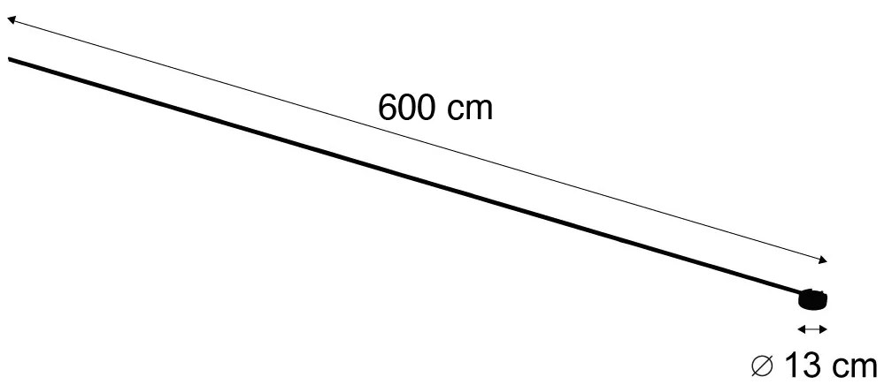 Moderný koľajnicový systém osvetlenia čierny 1-fázový 600 cm s okrúhlym zdrojom napájania - Magnetic