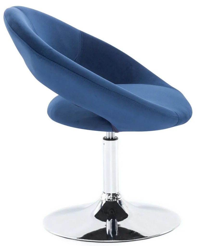 LuxuryForm DESIGN Stolička NAPOLI VELUR na striebornom tanieri - modrá
