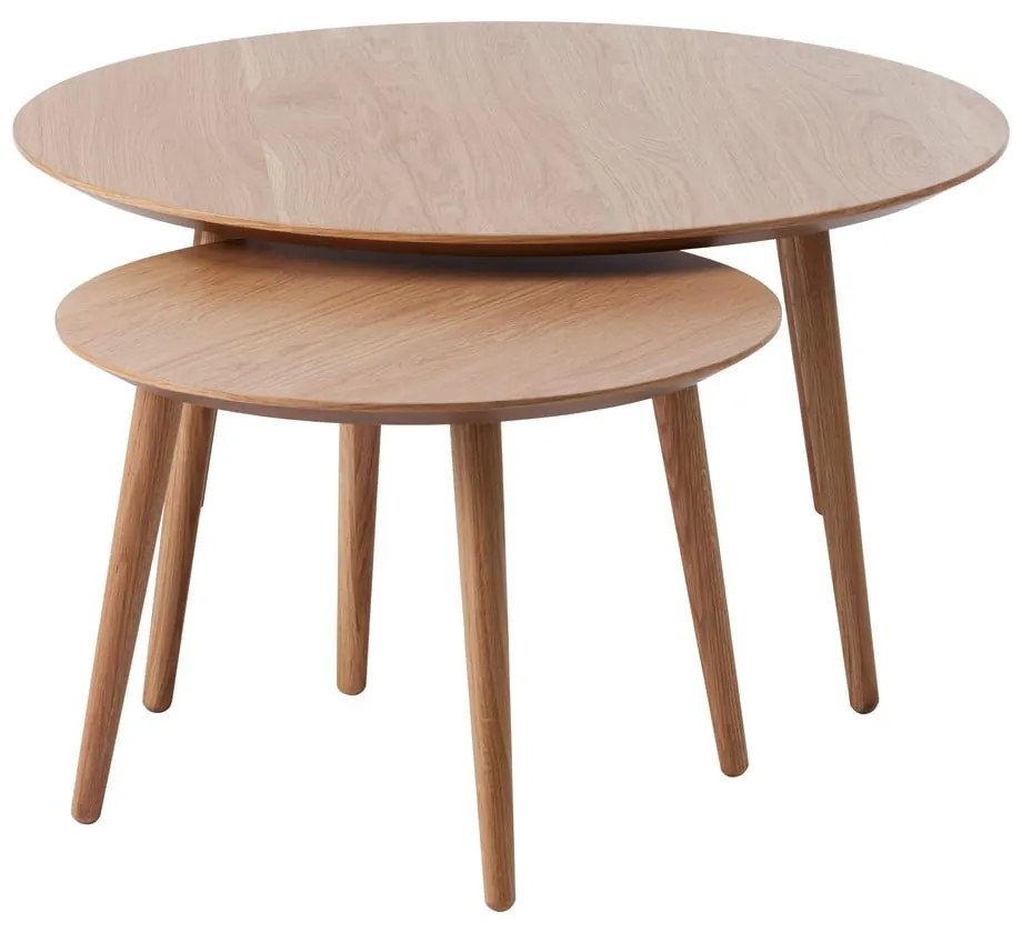 Okrúhle konferenčné stolíky v súprave 2 ks v dekore duba v prírodnej farbe ø 88 cm Adda – Unique Furniture