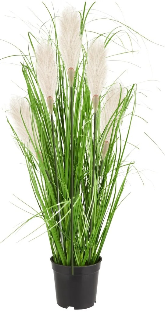 Umelá tráva Pamp v kvetináči 90 cm biela