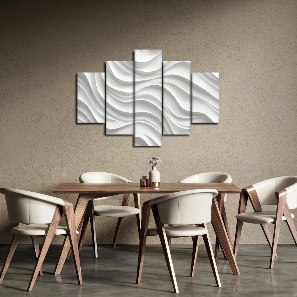 Obraz - 3D biele vlny (150x105 cm)
