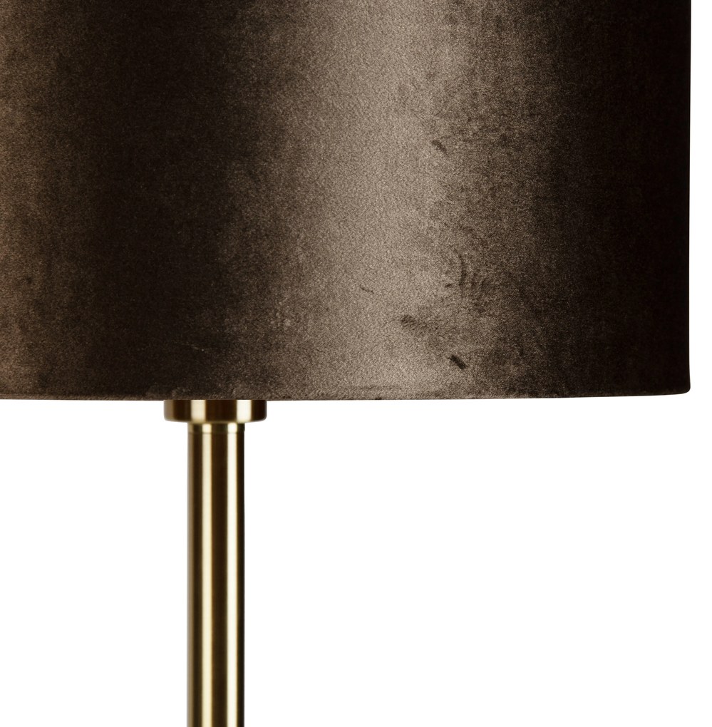 Stojacia lampa mosadz s velúrovým tienidlom hnedá 40 cm - Simplo