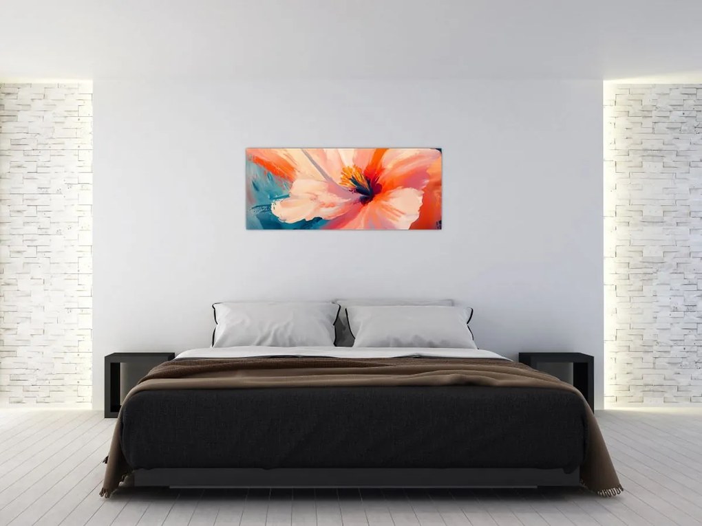 Obraz - Maľovaný kvet (120x50 cm)