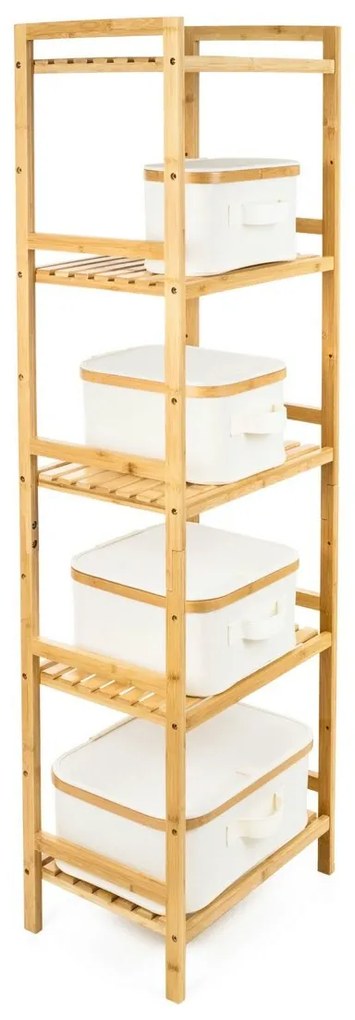 Úložný box G21 30 x 15 x 15 cm, bambusový s vekom, béžový