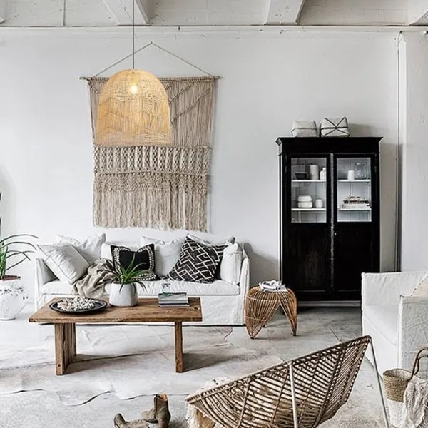 Immax 08263L - Luster na lanku PELO 1xE27/40W/230V pr. 50 cm ratan