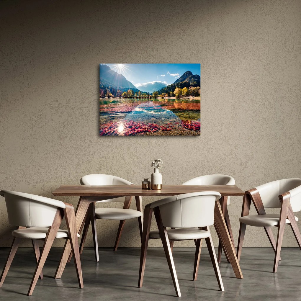 Obraz - Jazero Jasna, Gozd Martuljek, Julské Alpy, Slovinsko (70x50 cm)
