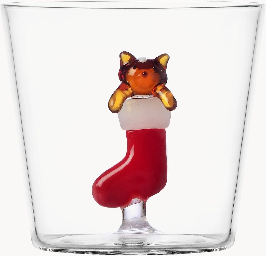 Ručne vyrobený pohár z borosilikátového skla Tabby Cat