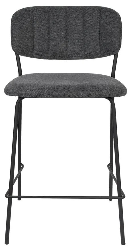 Sada 2 tmavosivých barových stoličiek s čiernymi nohami White Label Jolien, výška 89 cm