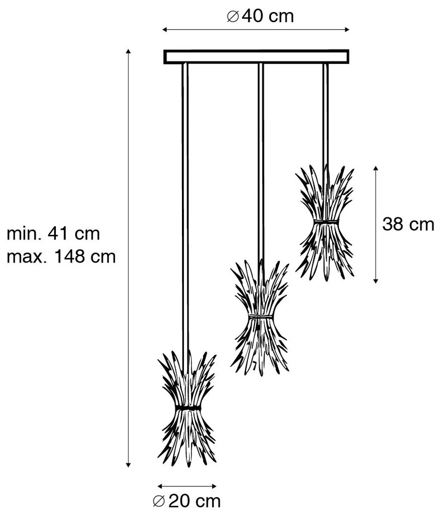 Závesné svietidlo Art Deco zlaté 3-svetlo - Wesley
