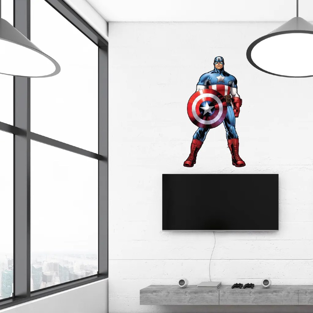 40x70cm Kapitán Amerika - textilná nálepka na stenu