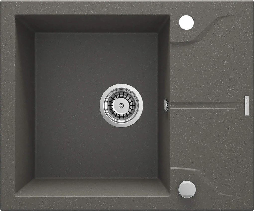Deante Andante, granitový drez 590x490x194 mm + priestorovo úsporný sifón, 1-komorový, antracitová, ZQN_T11A
