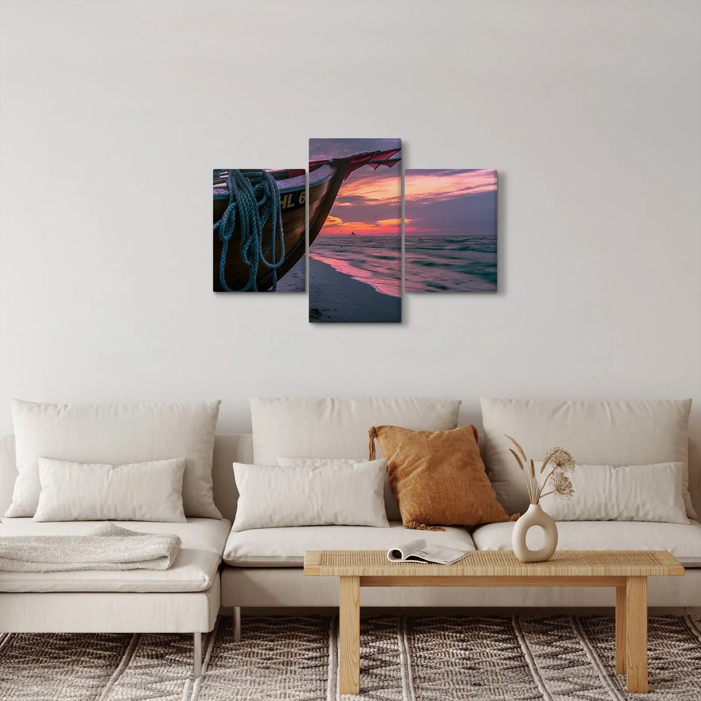 Obraz loďky na brehu (90x60 cm)