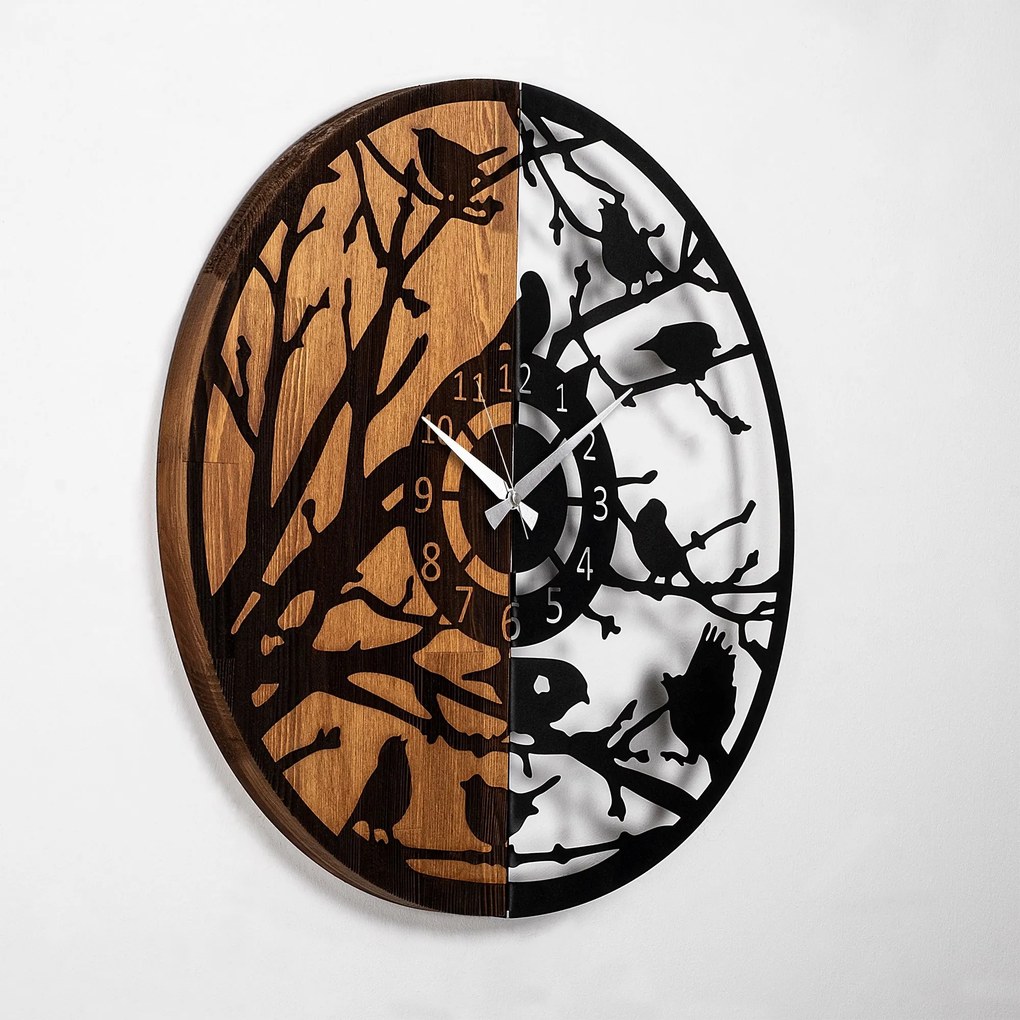 Dekoratívne nástenné hodiny WALLIE WOODEN 56 cm orech/čierne