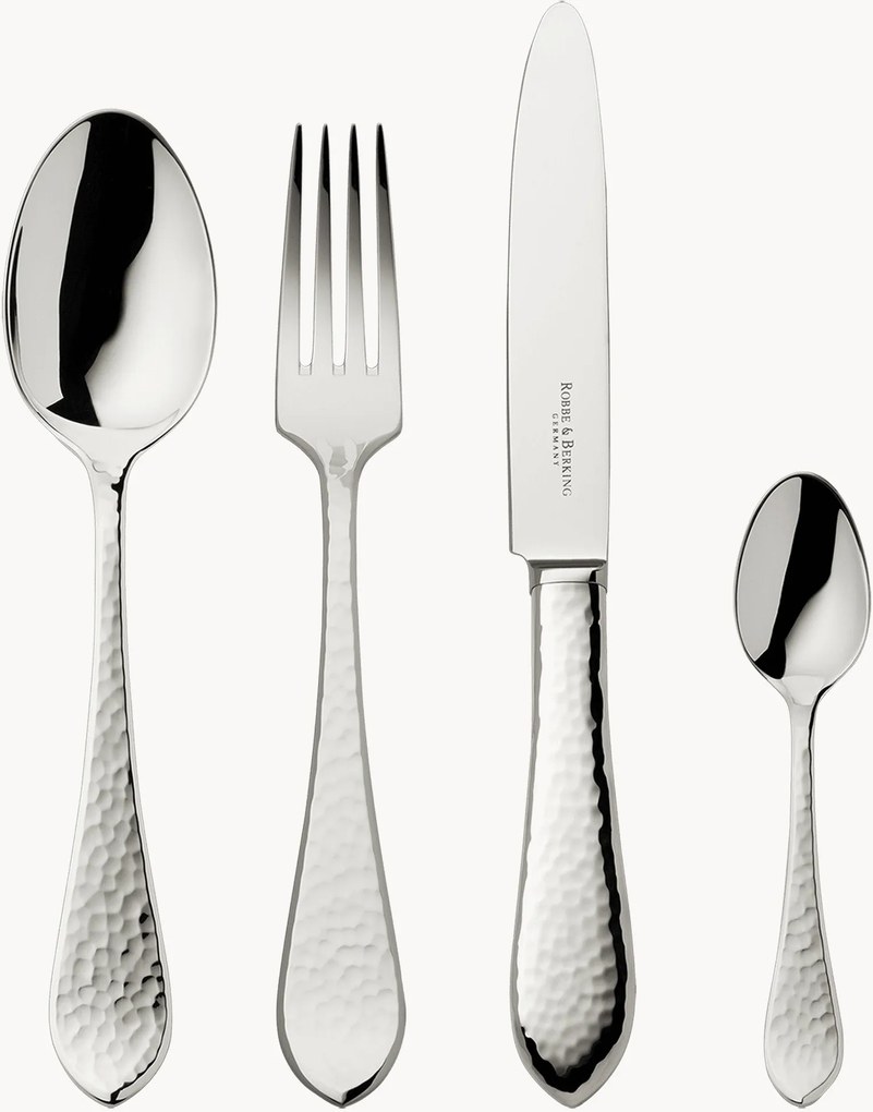 Ručne vyrobená súprava vysokoleštených príborov Martelé, rôzne veľkosti
