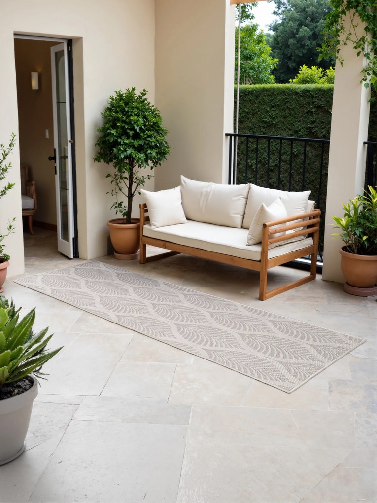 NORTHRUGS, Koberec behúň Duet Liora 106246 White/Gray - na von aj na doma, 80x250, šedá, chodba / predsieň