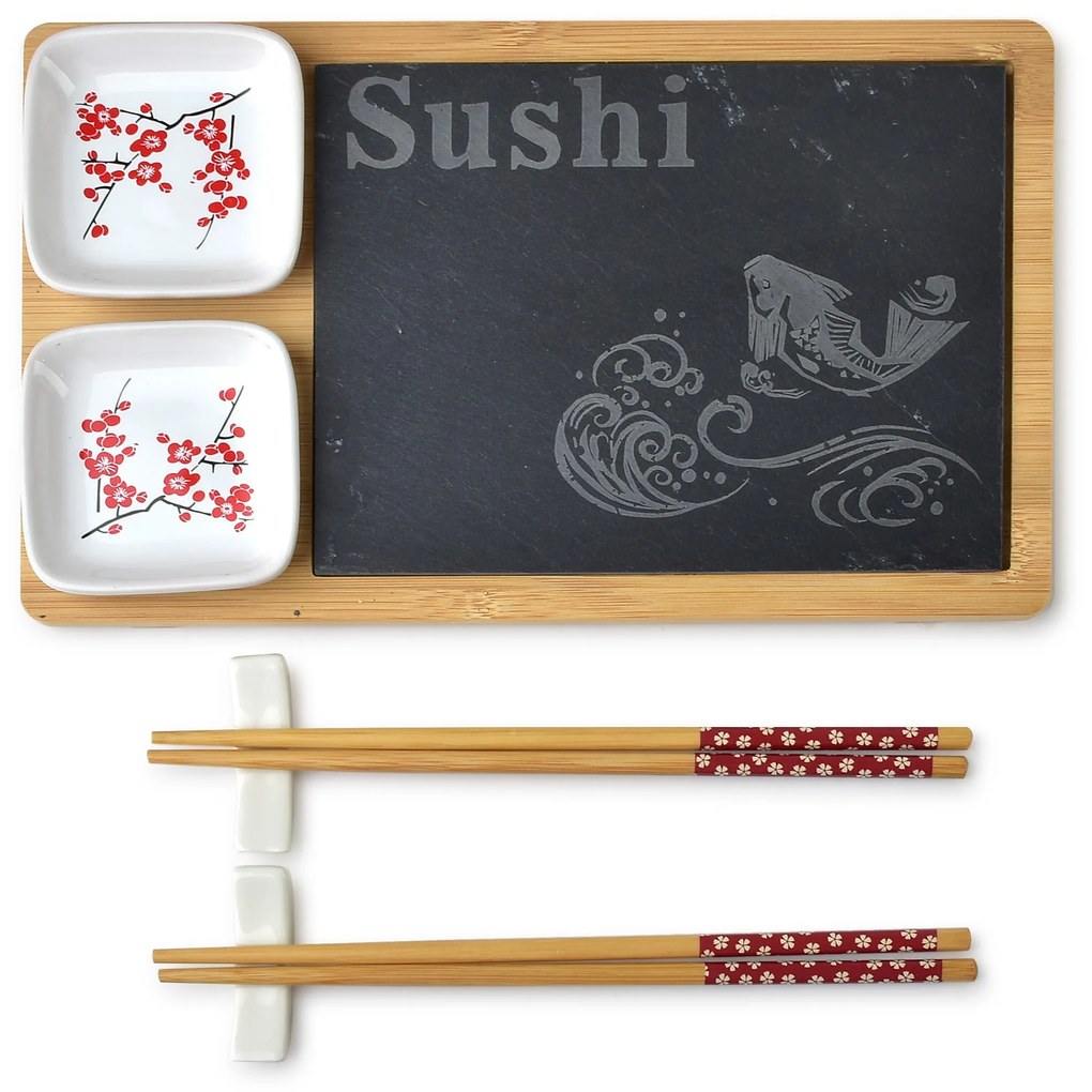 Servírovací sada na sushi SUSHIBO RED pro dvě osoby