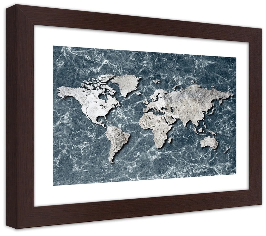 Gario Plagát Mapa sveta na mramore Farba rámu: Bez rámu, Rozmery: 30 x 20 cm