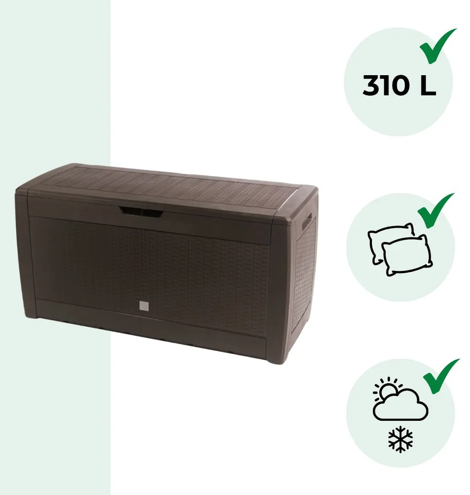 Odkladací box RATO, 310L, 119x48x60cm, hnedá Prosperplast