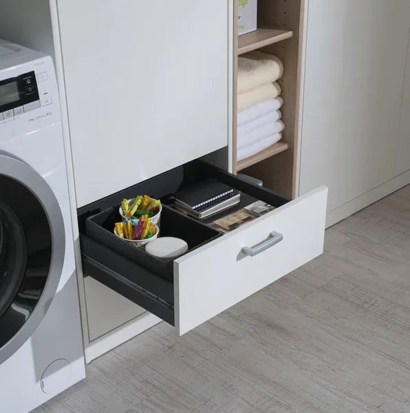 Úzka skriňa so zásuvkami Mega 14, biela