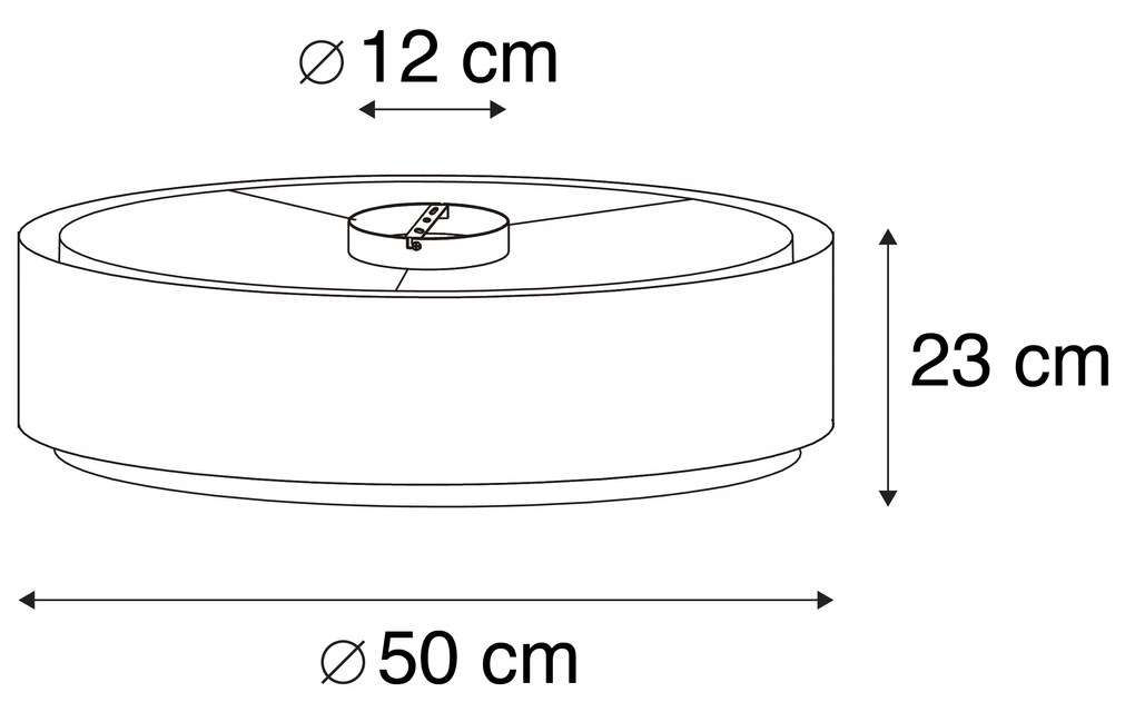 Moderné stropné svietidlo čierne s bielou 50 cm 3-svetlo - Drum Duo