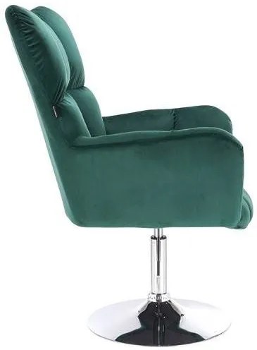 LuxuryForm DESIGN Otočné kreslo AURORA VELUR na striebornom tanieri - zelené