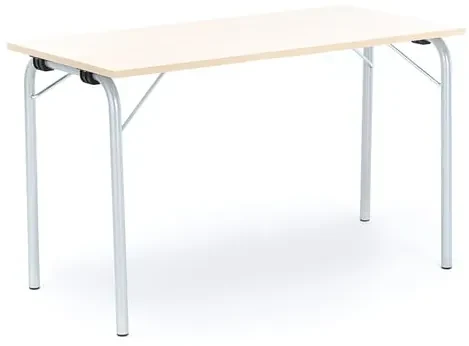 Skladací stôl NICKE, 1200x500x720 mm, laminát - breza, strieborná