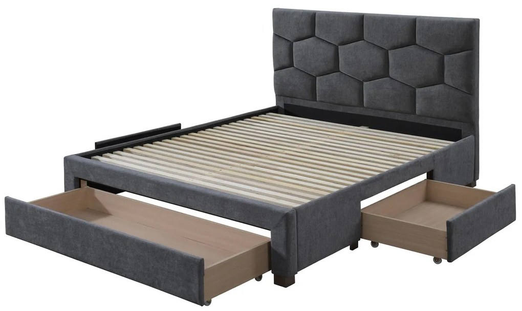Čalouněná postel se zásuvkami Harriet 160x200 šedá