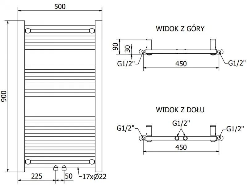 Mexen Mars, elektrické vykurovacie teleso 900x500 mm + vykurovacia tyč 300 W, chrómová, W110-0900-500-2300-01