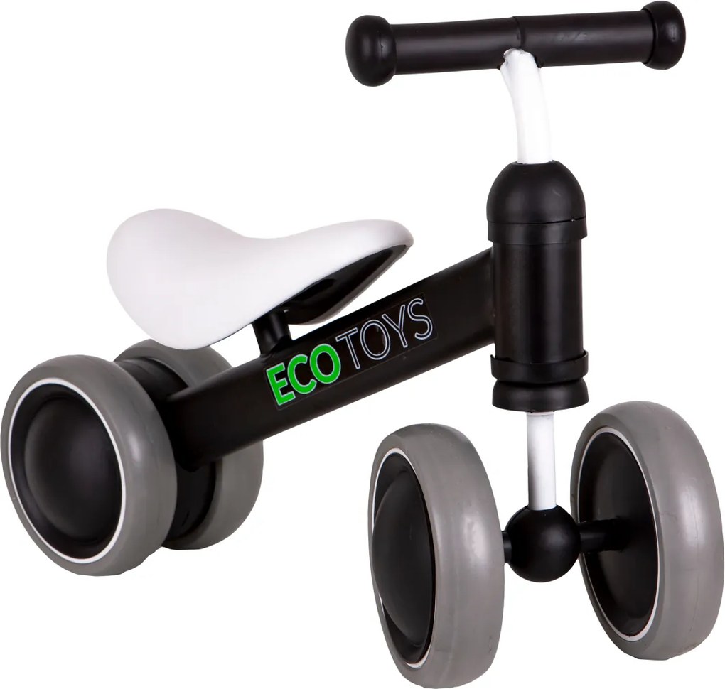ECOTOYS mini odrážadlo pre deti 18–36 mesiacov, bežecké, čierne, ľahké 2,2 kg