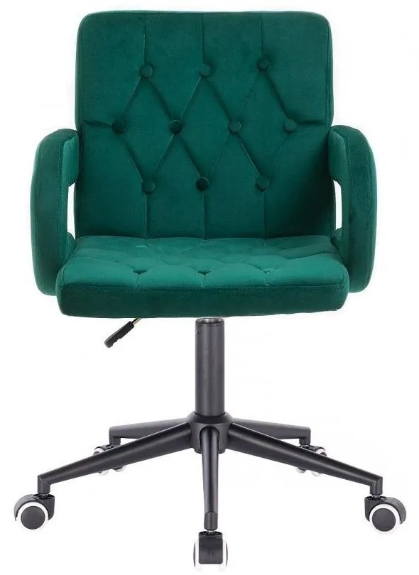 LuxuryForm DESIGN Stolička BOSTON VELUR na čiernej podstave s kolieskami - zelená