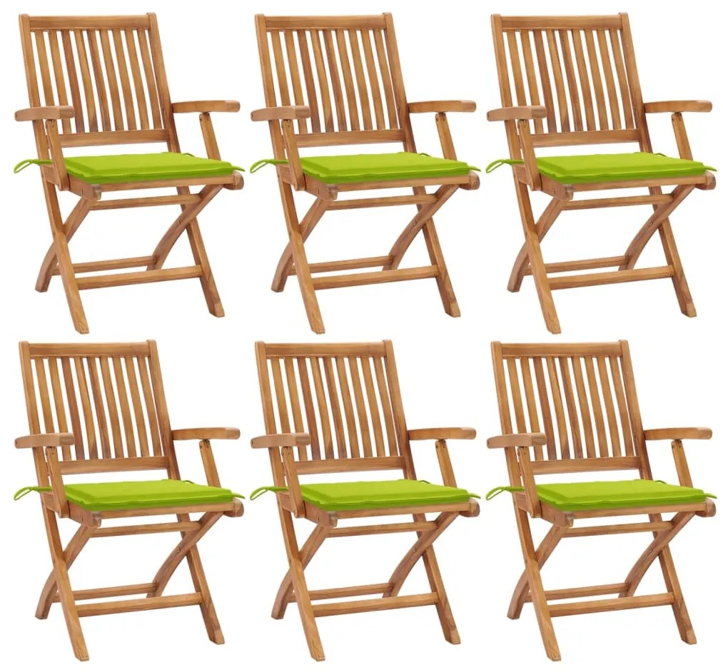 Skladacie záhradné stoličky s podložkami 6 ks tíkový masív 3072761