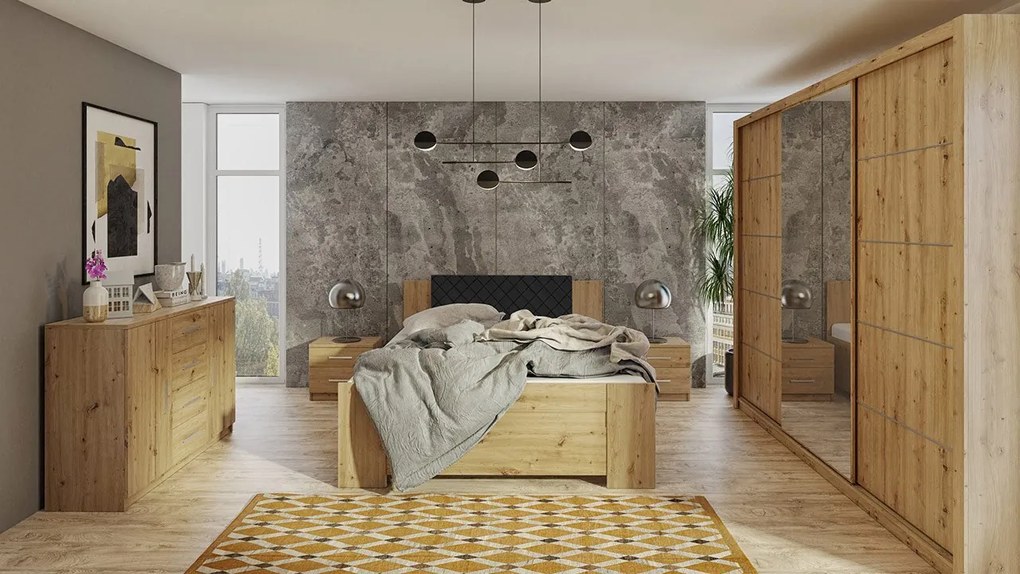 Spálňa Kler IX, Farby: biela / biely + ekokoža soft 011 pik