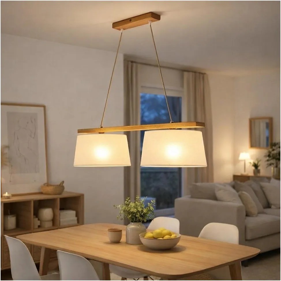 Luster na lanku AIDA, 2xE27/60W/230V, priemer 35 cm, dub