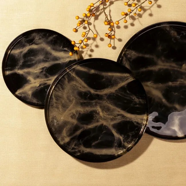 Dekoračný tanier ADA 03 čierny / zlatý