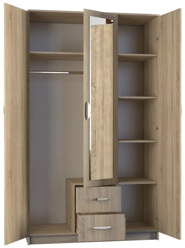 Skriňa ROMANA so zrkadlom 120 cm dub sonoma