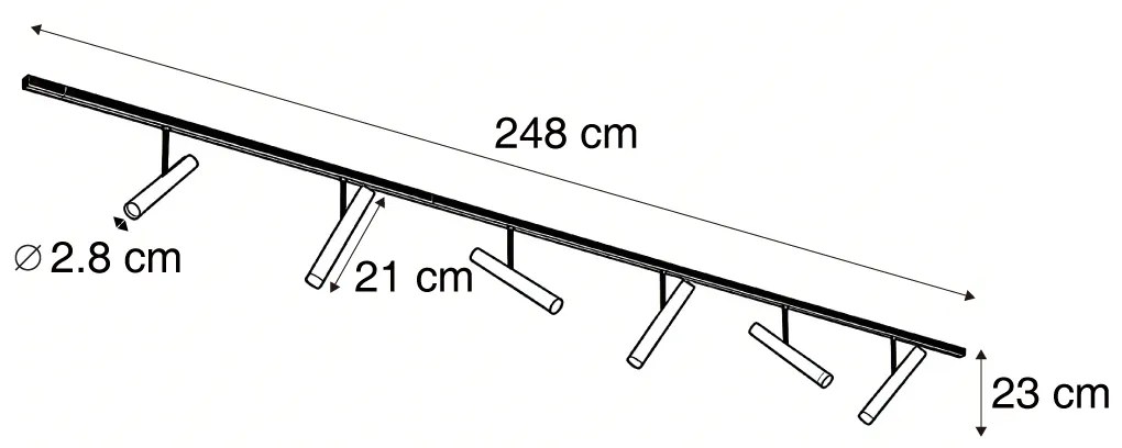 Modern railsysteem zwart met 6 spots zwart 1-fase - Slimline Avery