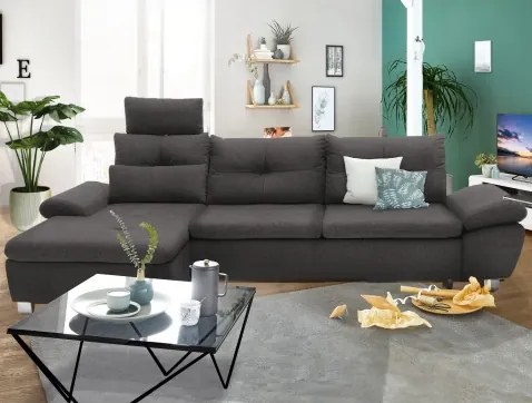 Rohová sedačka Madeira 1B, tmavá šedá látka,ľavý roh%