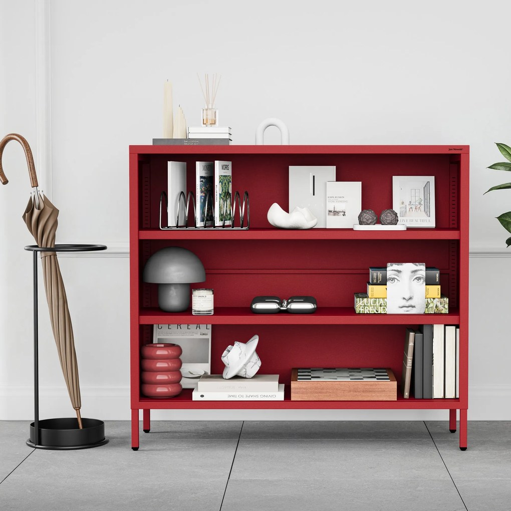 Nízky policový regál LUCA, 1000 x 900 x 350 mm, Modern: červená farba
