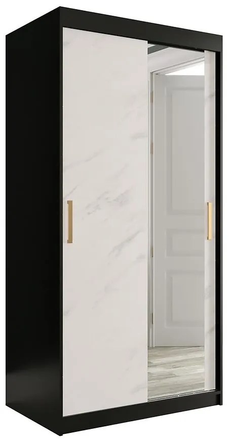 Skriňa Marmur T2 100 čierna/mramor biely