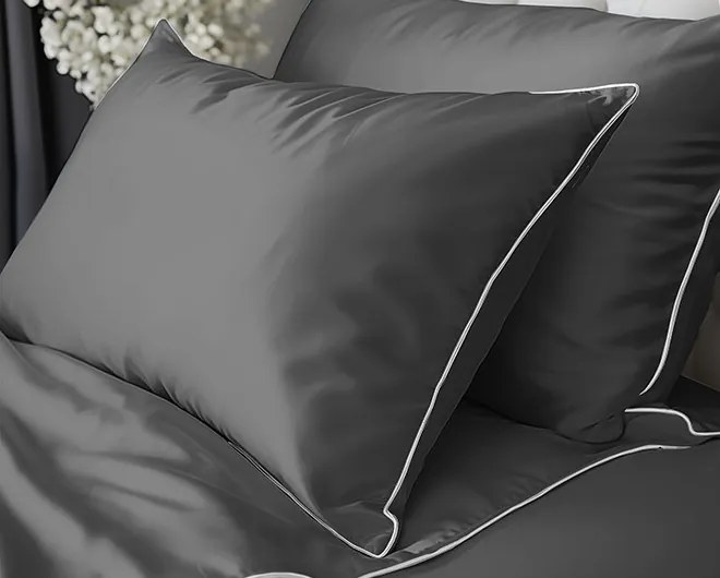 Detexpol Povlečení jednobarevní Pure Collection 100% mako satén tmavě šedé 140x200, 70x80 cm