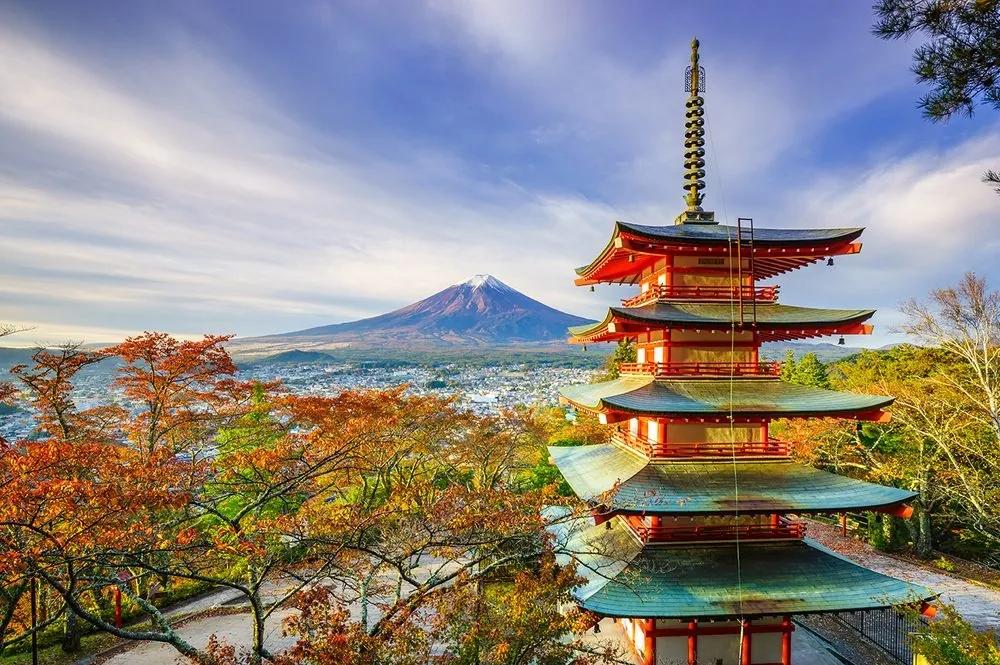 Fototapeta výhľad na Chureito Pagoda a horu Fuji - 300x200