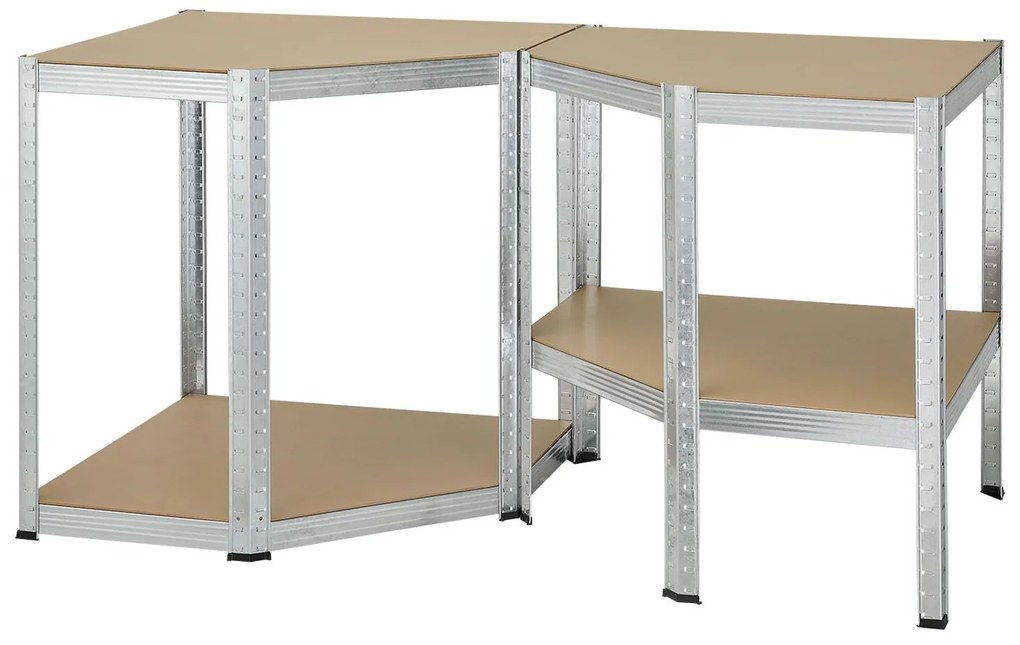 InternetovaZahrada Rohový regál - 160x75x40-75 cm - strieborný
