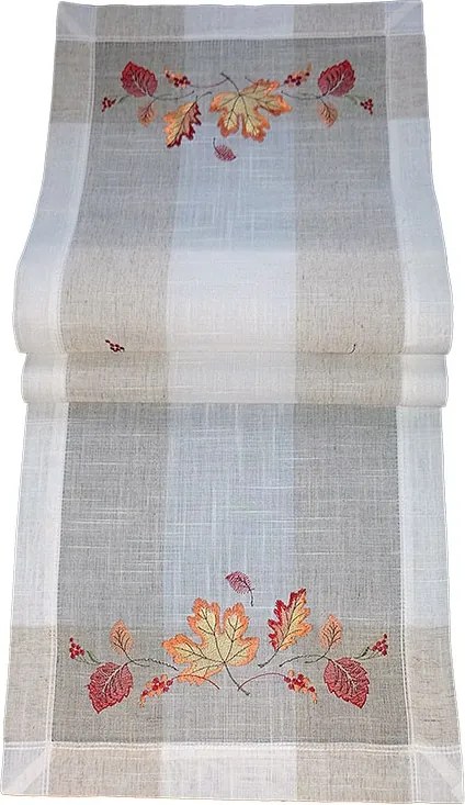 Ľanový obrus Jesenné listy 40 × 140 cm