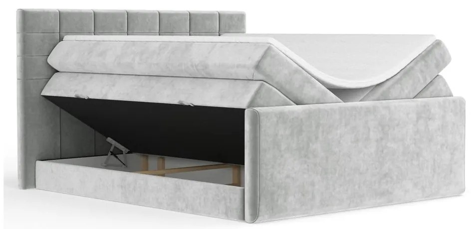 Svetlosivá boxspring posteľ s úložným priestorom 160x200 cm Ava – Maison de Rêve