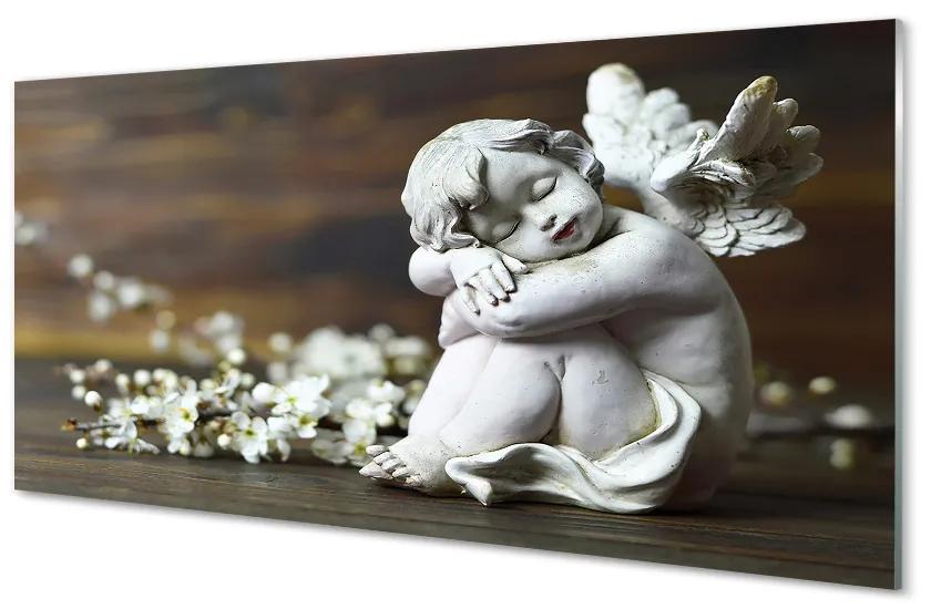 Obraz na akrylátovom skle Spiace anjel kvety 120x60 cm