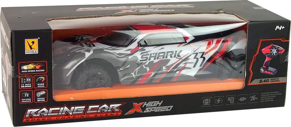 LEAN Toys Športové auto R/C 1:8 sivé biele