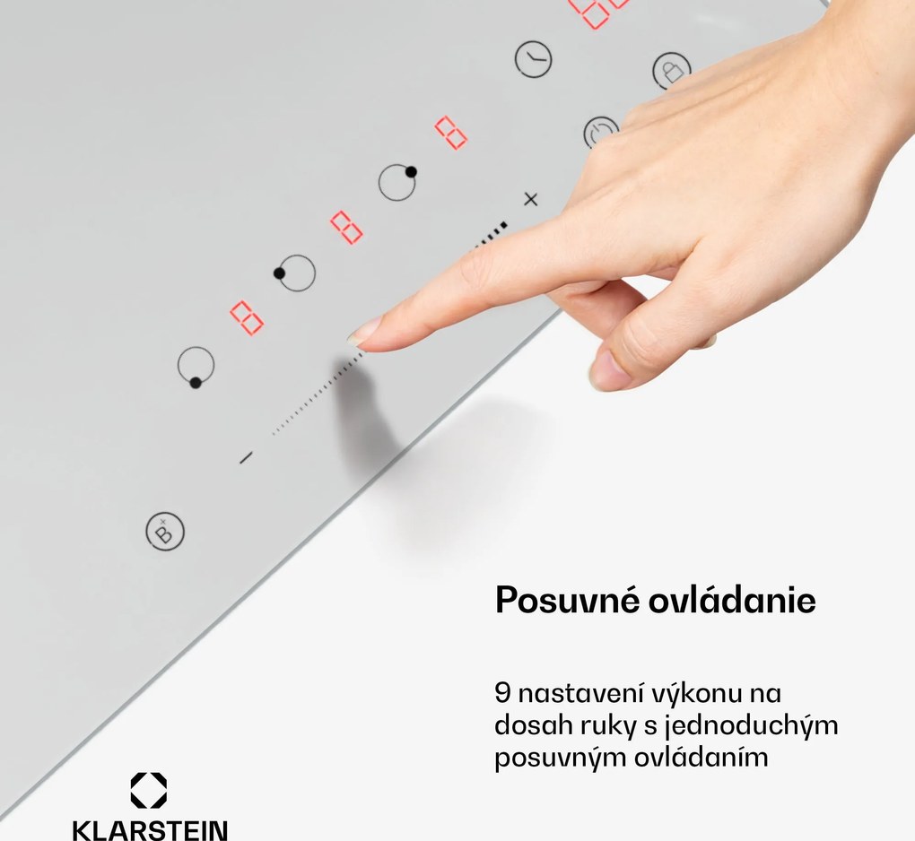 Klarstein Delicatessa Indukčná varná doska, 45 cm, 6600 W, 3 varné platne, Slider-Control, Boost