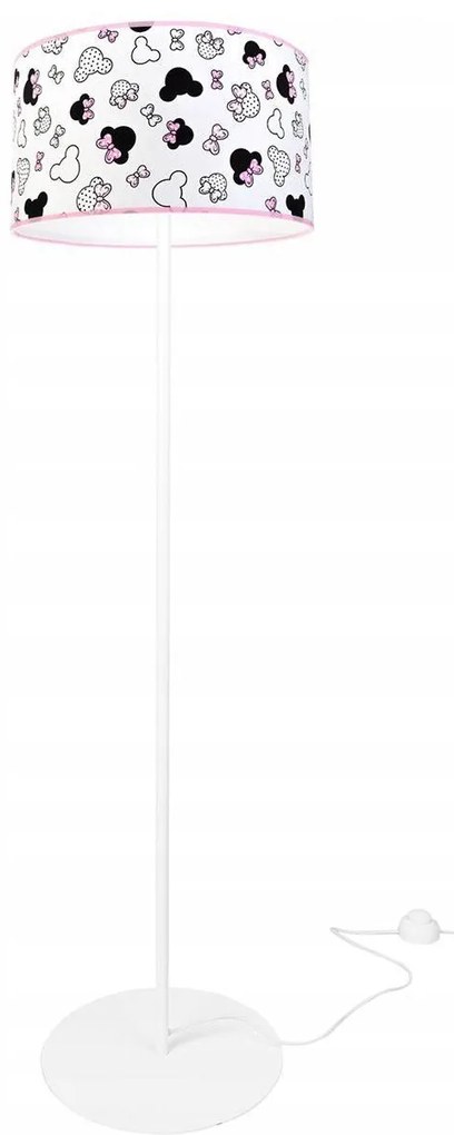 Detská stojacia lampa Minnie, 1x textilné tienidlo so vzorom, o